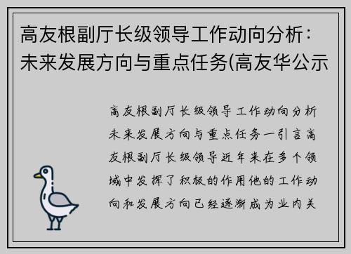 高友根副厅长级领导工作动向分析：未来发展方向与重点任务(高友华公示)